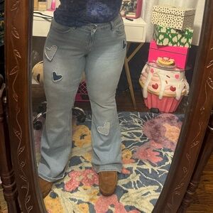 Hollister heart patch flare jeans new with tags size 14